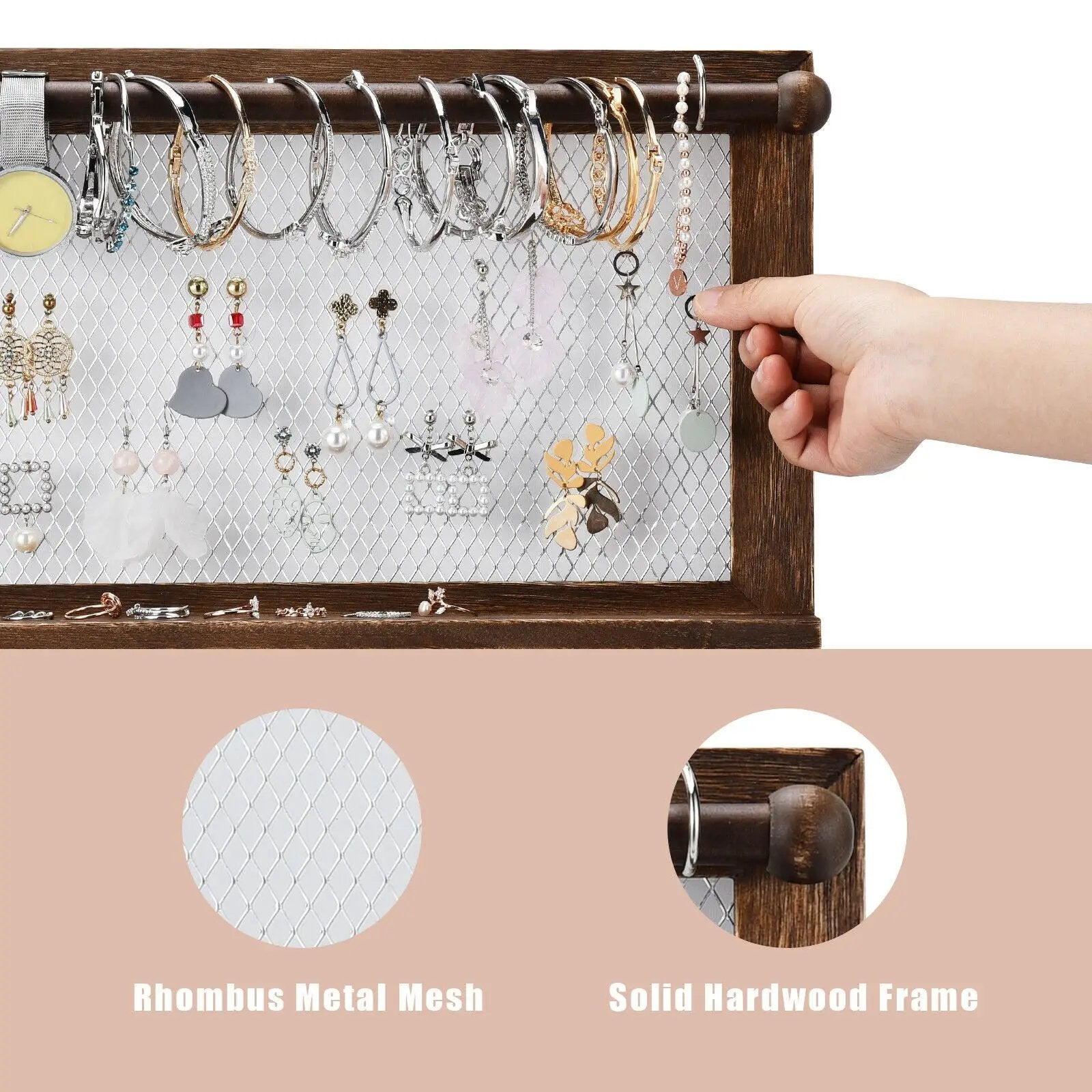 Wall Mounted Jewelry Rack with Removable Bracelet Rod by DirectDeals