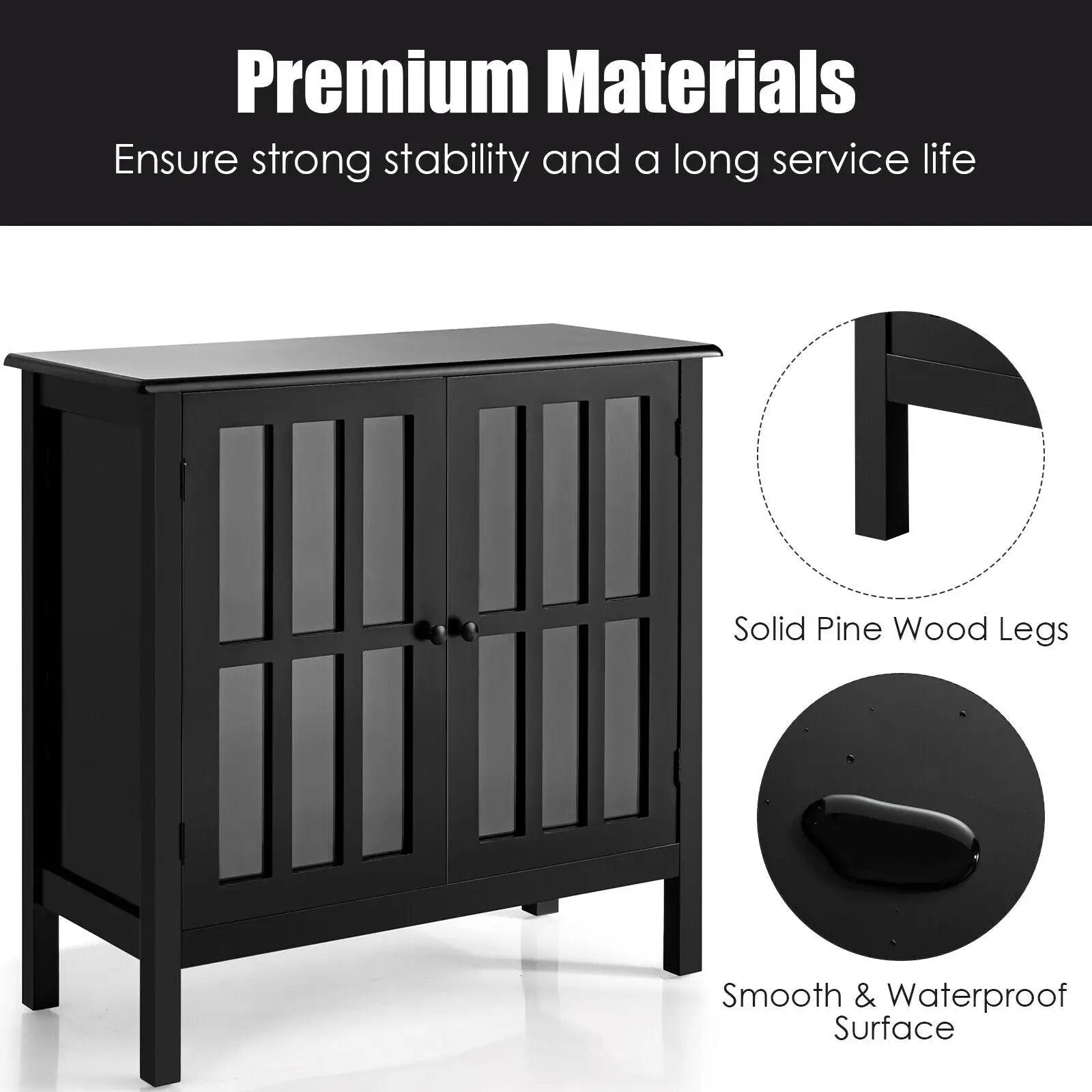 Glass Door Sideboard Console Storage Buffet Cabinet by DirectDeals