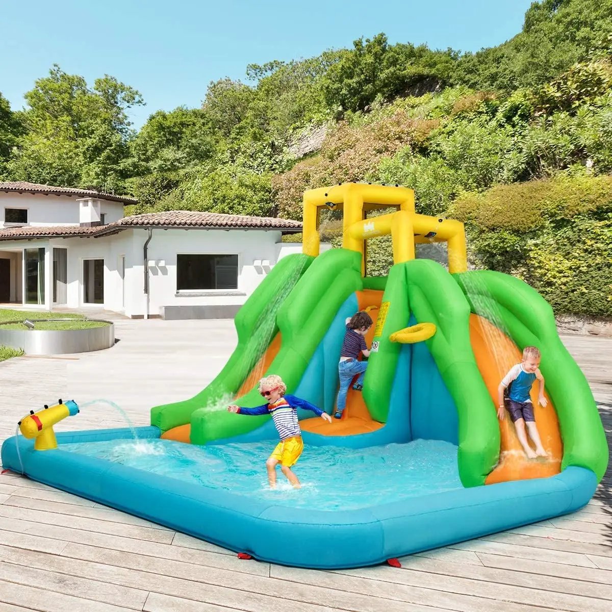 Inflatable Water Park Bounce House with Climbing Wall without Blower by DirectDeals