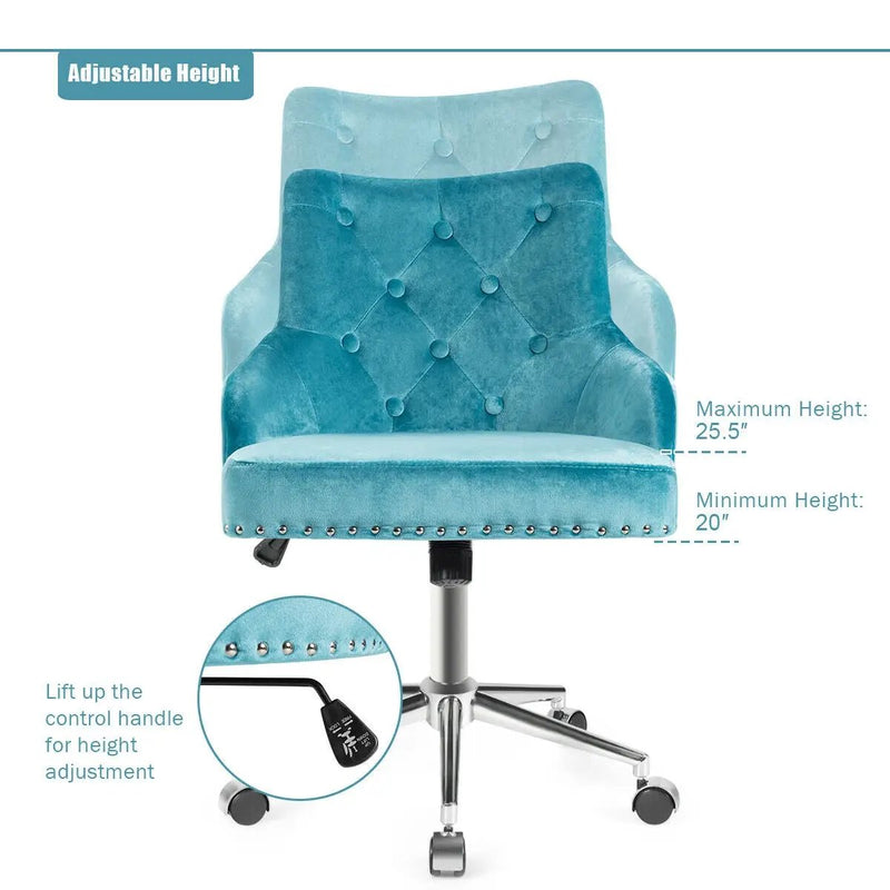 Tufted Upholstered Swivel Computer Desk Chair with Nailed Tri by DirectDeals