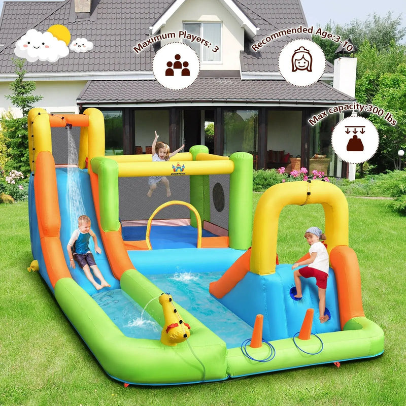 8 in 1 Inflatable Water Slide Park Bounce House Without Blower by DirectDeals