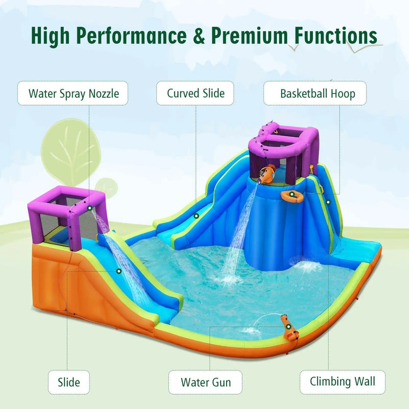 6-in-1 Inflatable Dual Water Slide Bounce House Without Blower by DirectDeals