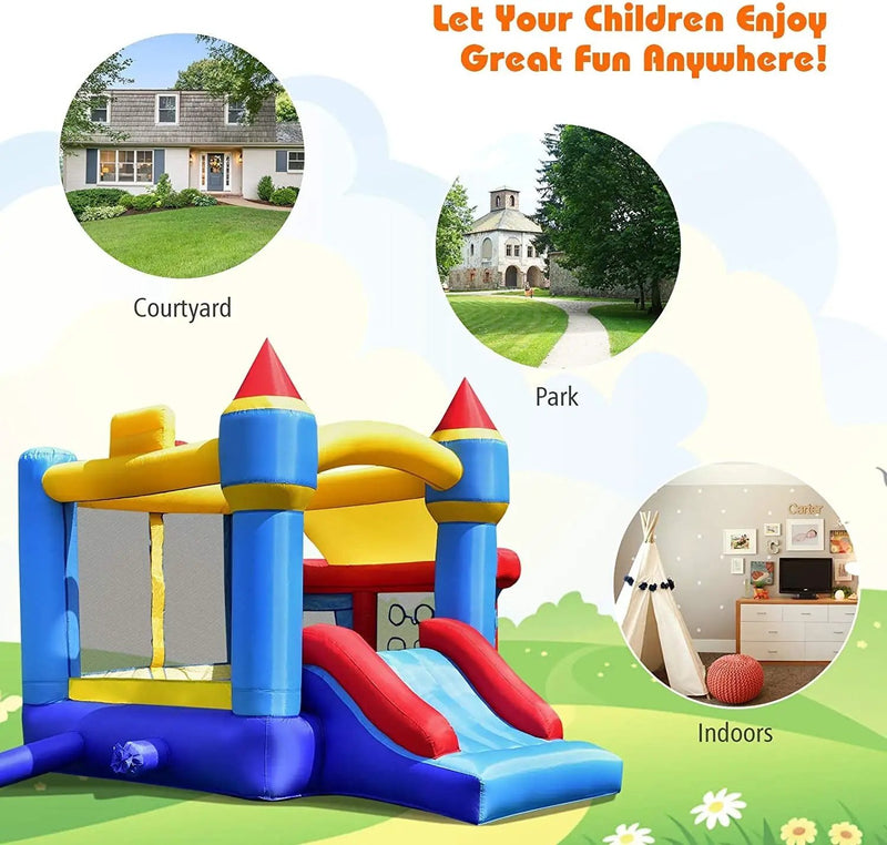 Castle Slide Inflatable Bounce House with Ball Pit and Basketball Hoop by DirectDeals