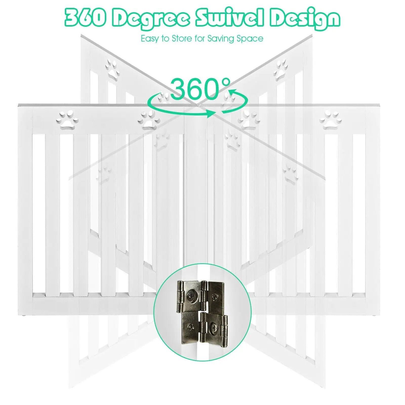 24 Inch Folding Wooden Freestanding Pet Gate Dog Gate with 360¬∞ Hinge by DirectDeals
