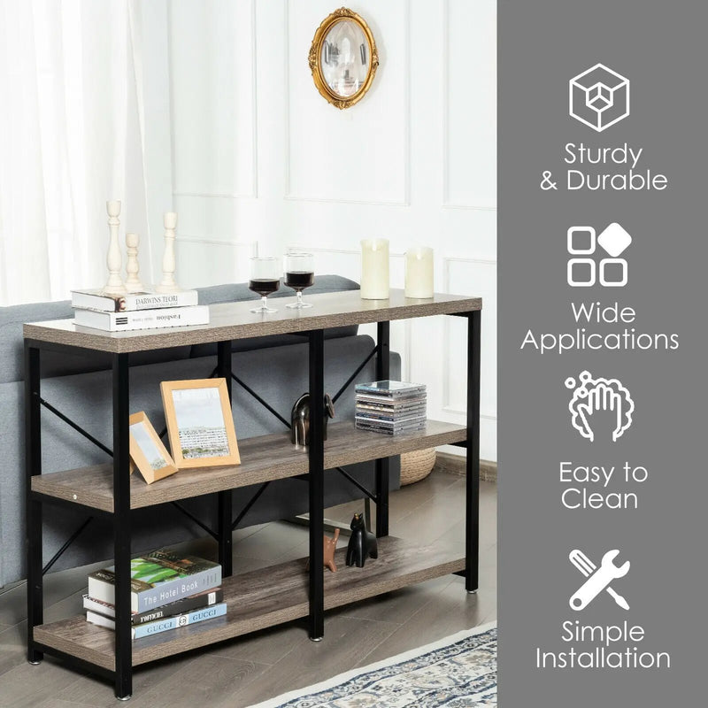 3 Tier 47 Inch Console Metal Frame Sofa Table by DirectDeals