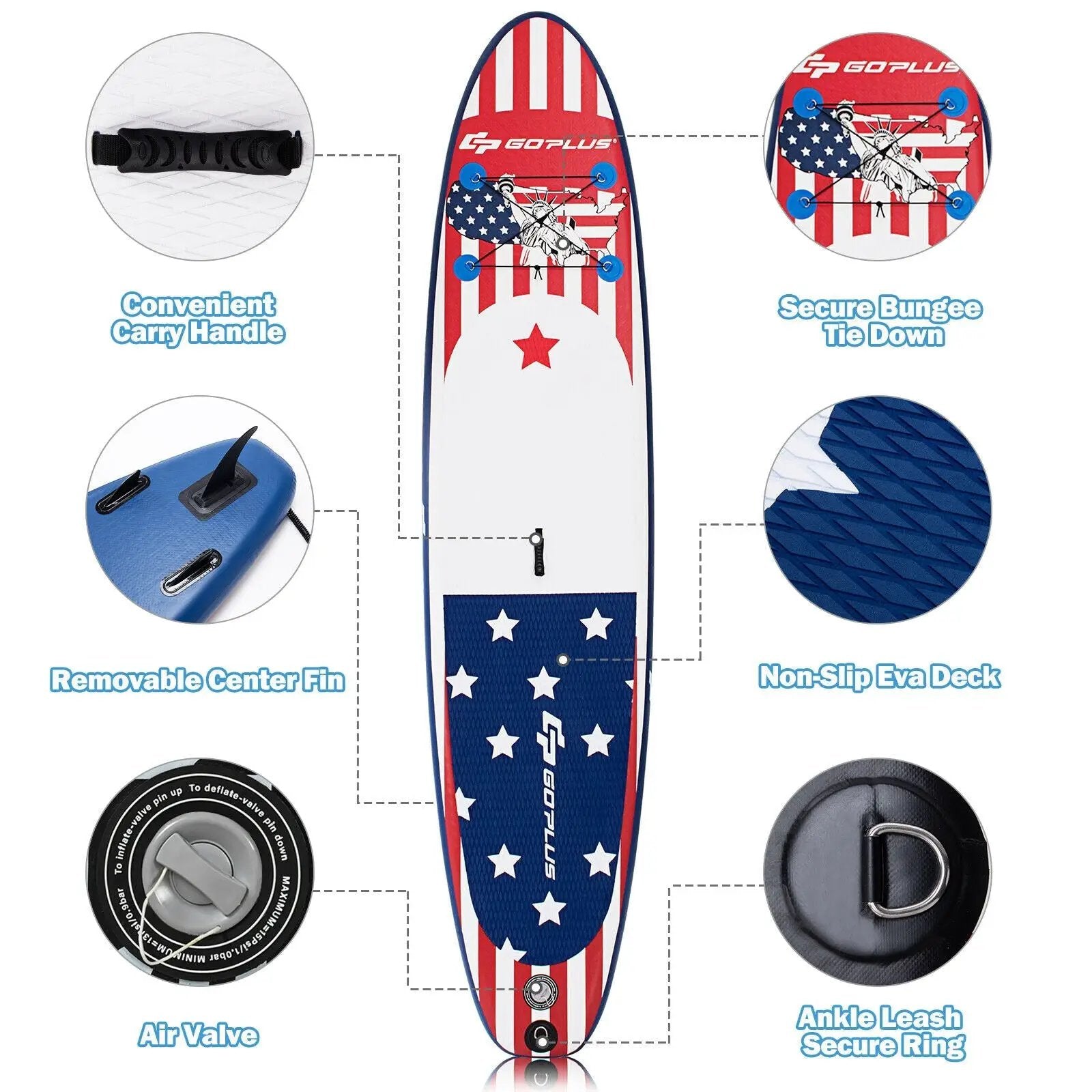 11 Feet Inflatable Stand up Paddle Board with 3 Fins Thruster by DirectDeals