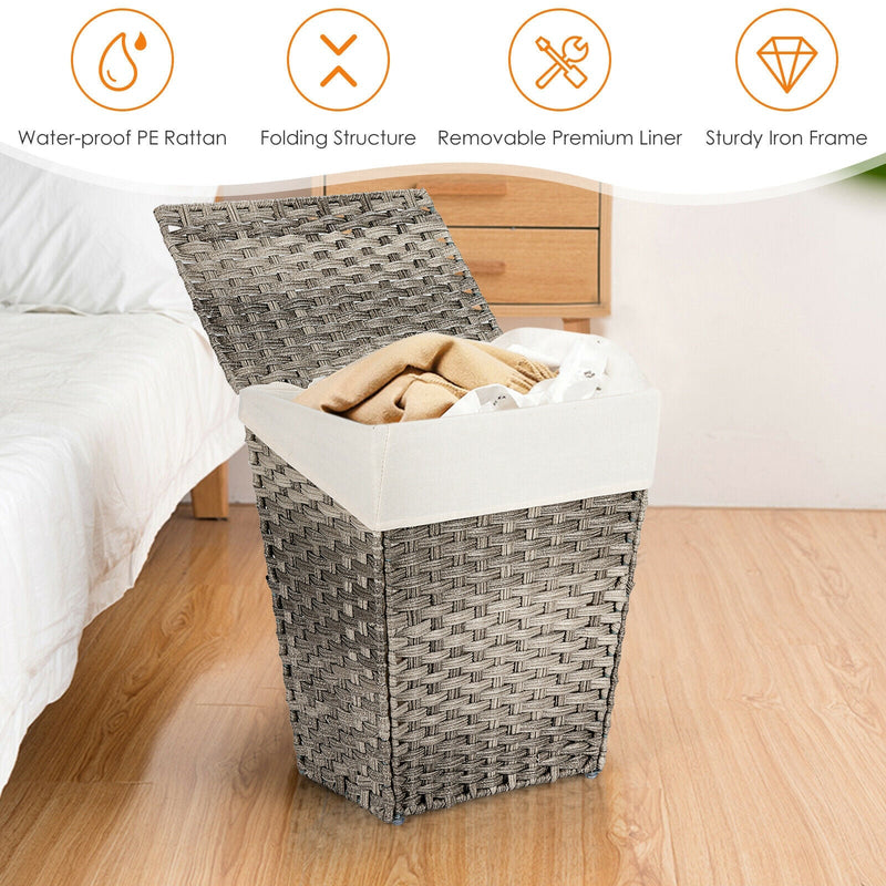 Foldable Handwoven Laundry Hamper with Removable Liner by DirectDeals