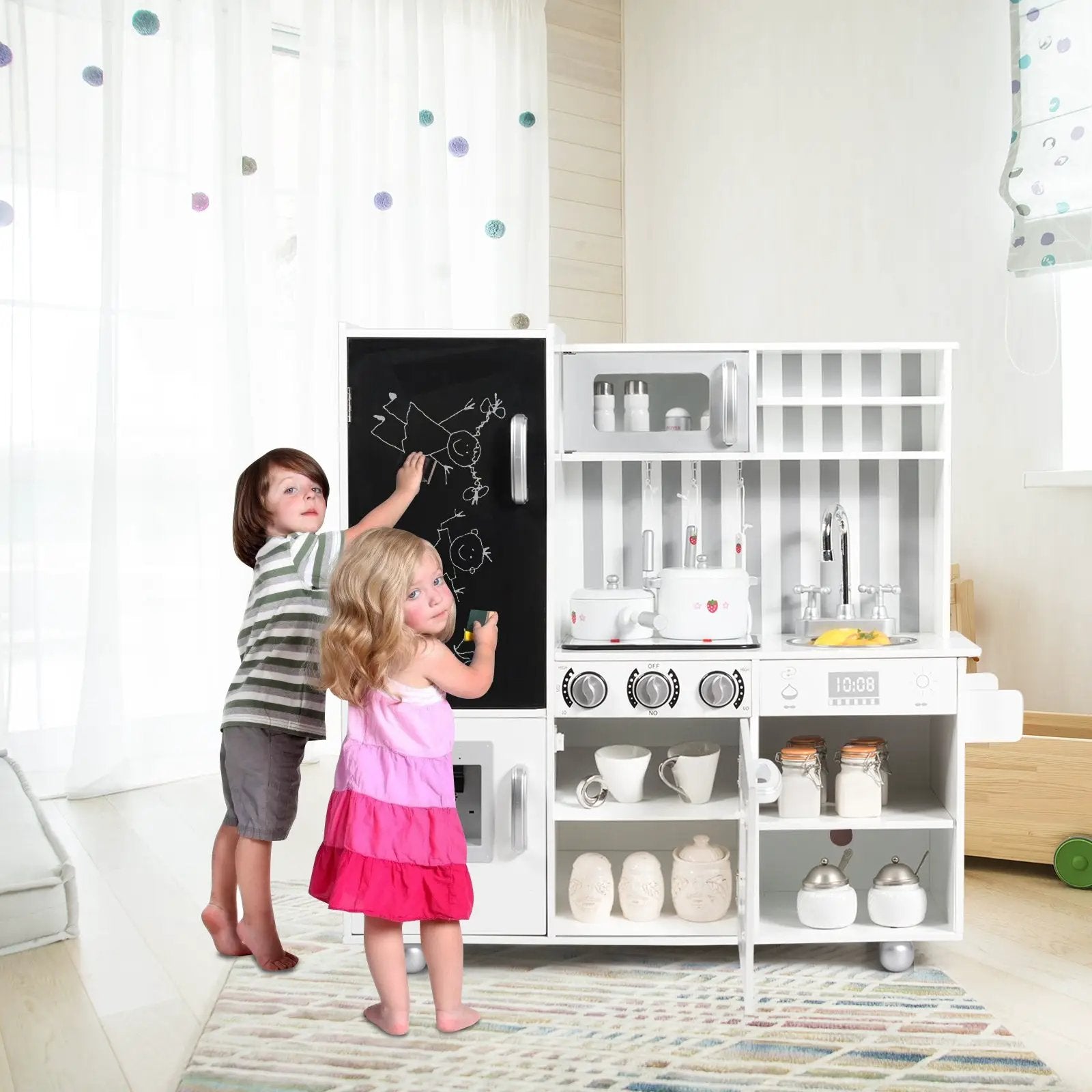 Wooden Pretend Play Kitchen Sets with Simulated Sound by DirectDeals