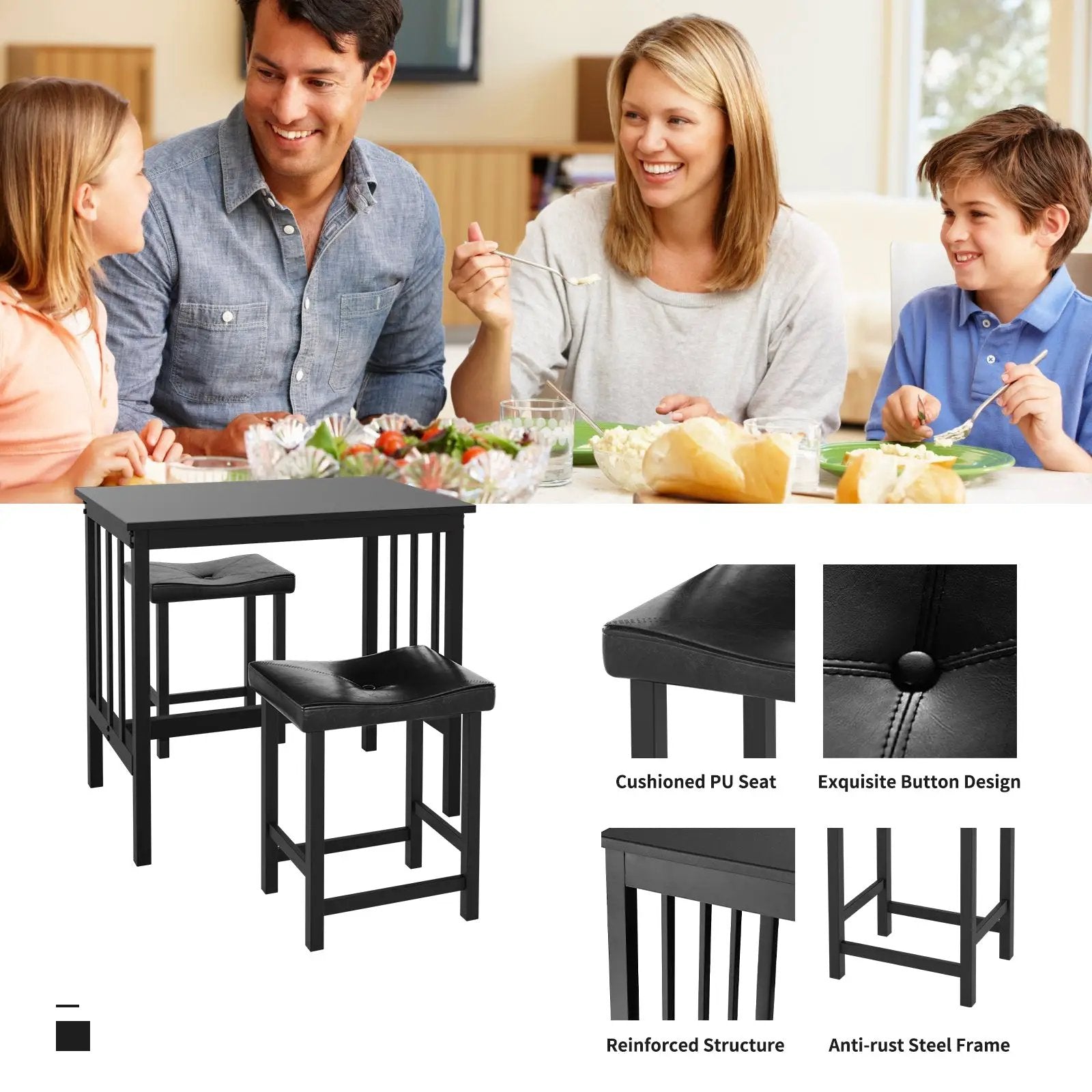 3 Pieces Modern Counter Height Dining Set by DirectDeals
