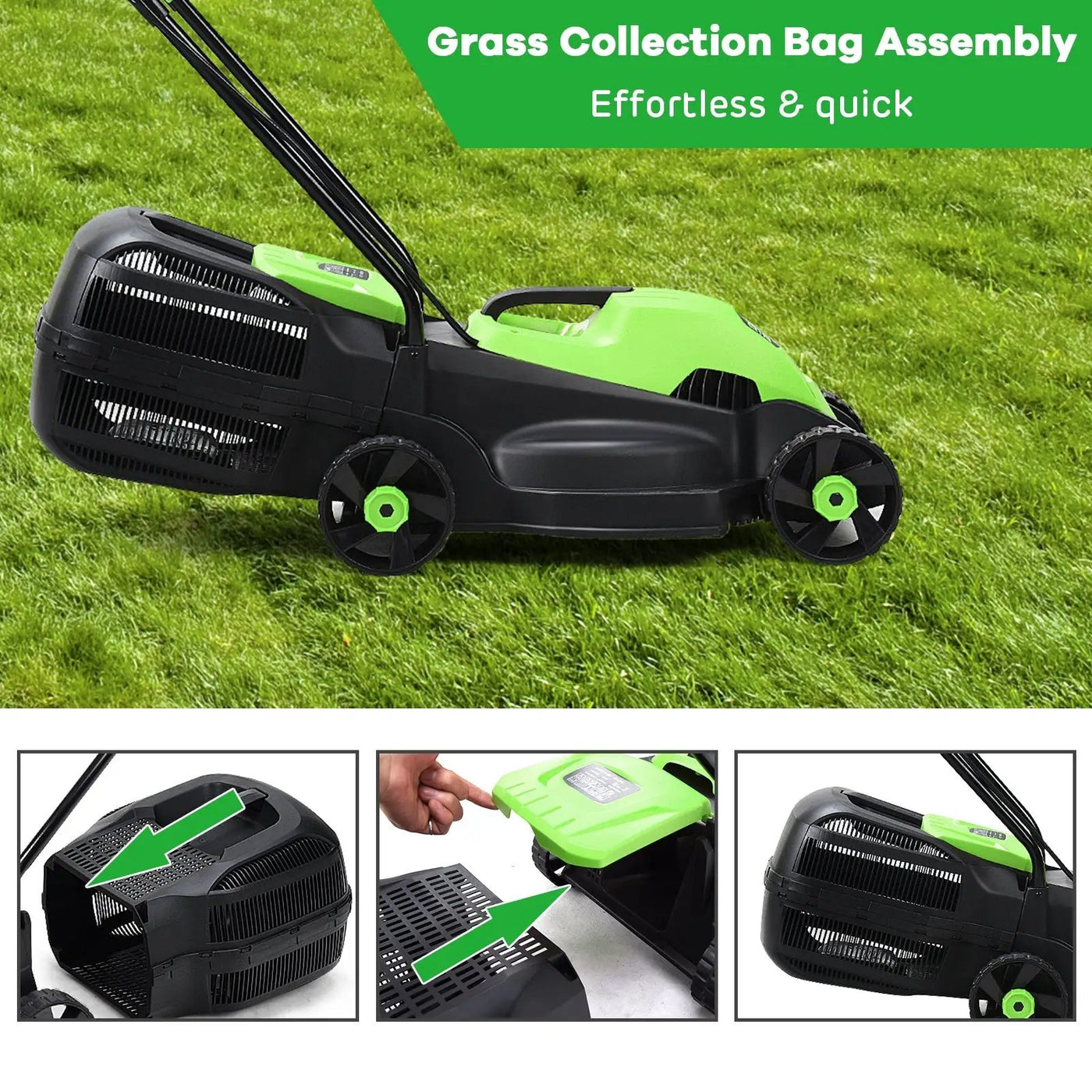 13 Inch Electric Push Lawn Corded Mower with Grass Bag by DirectDeals