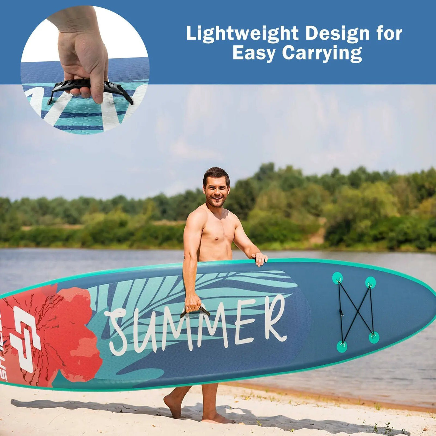 10 Feet Inflatable Stand Up Paddle Board with Backpack Leash Aluminum Paddle by DirectDeals