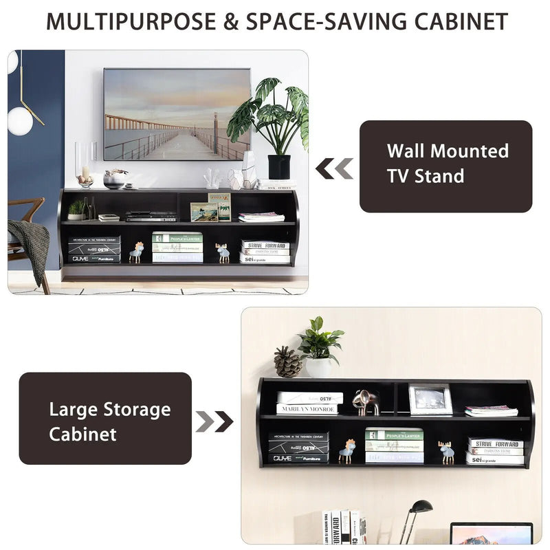 48.5 Inch 2 Tier Modern Wall Mounted Hanging Floating Shelf by DirectDeals