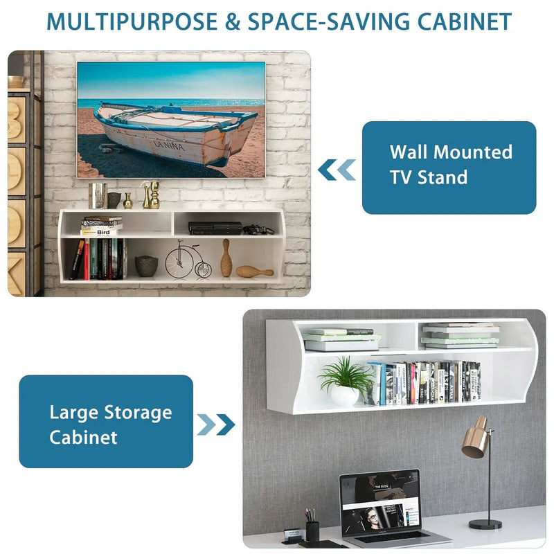 48.5 Inch 2 Tier Modern Wall Mounted Hanging Floating Shelf by DirectDeals