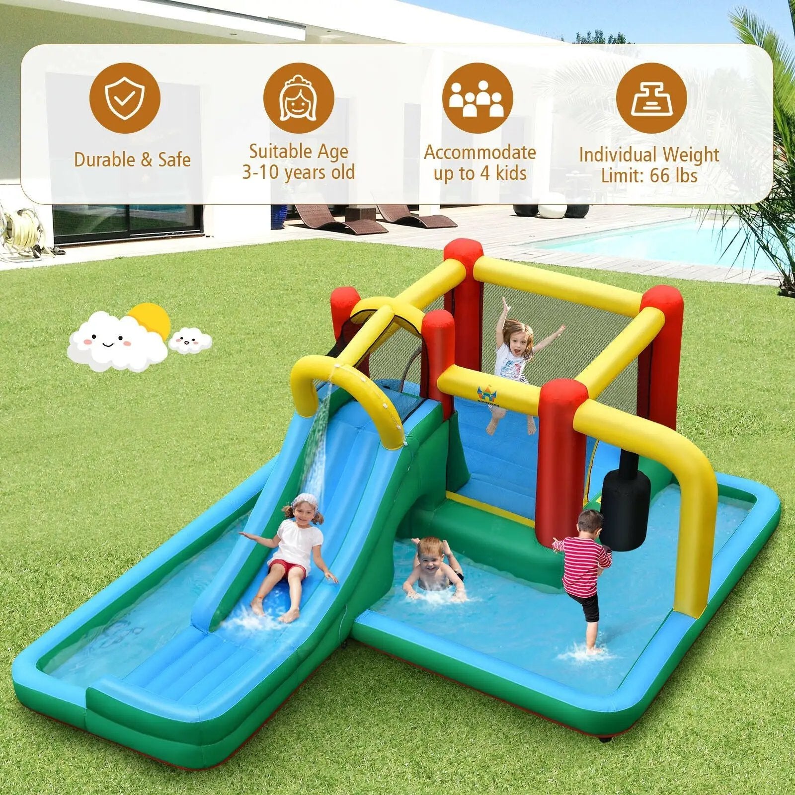 Slide Water Park Climbing Bouncer Pendulum Chunnel Game without Air-blower by DirectDeals