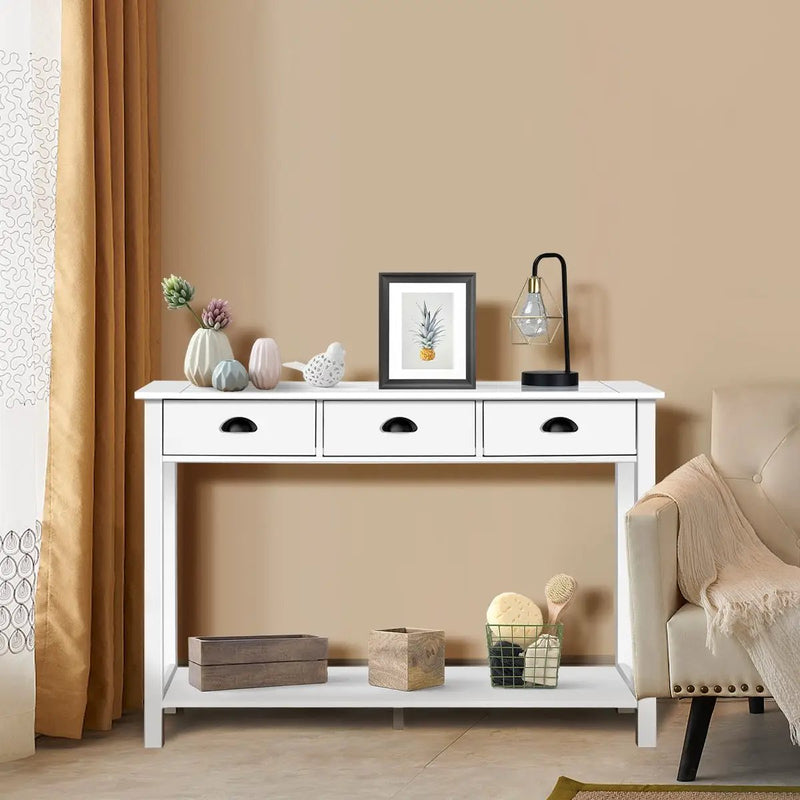 Wooden Console Table with 3 Drawers and 2-Tier Shelves by DirectDeals