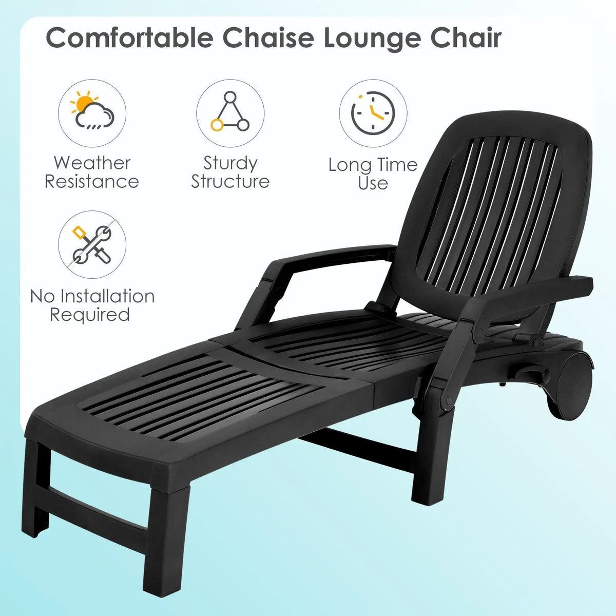 Adjustable Patio Sun Lounger with Weather Resistant Wheels by DirectDeals