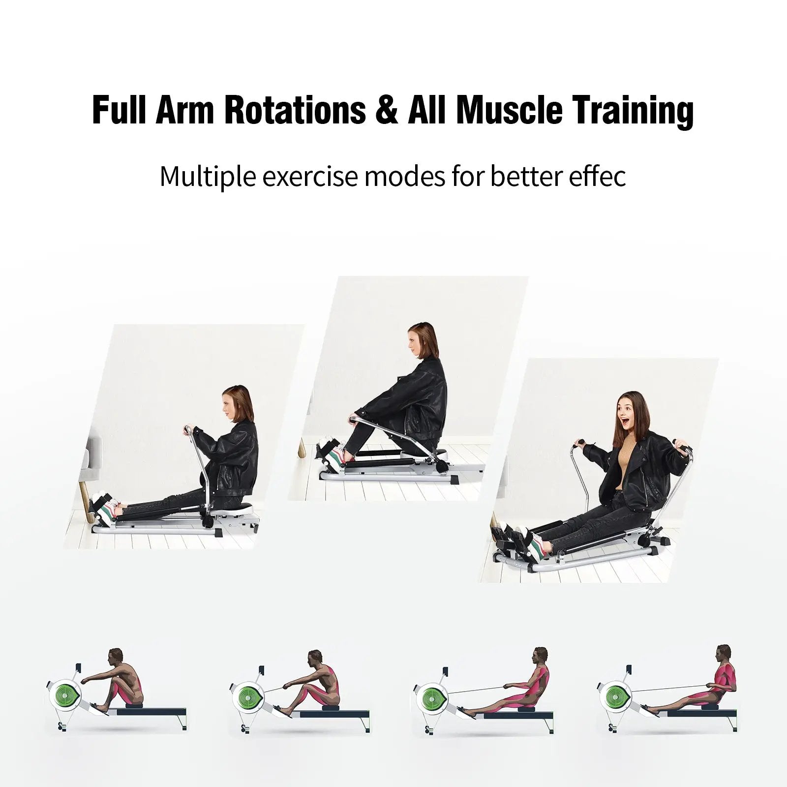 Exercise Adjustable Double Hydraulic Resistance Rowing Machine by DirectDeals