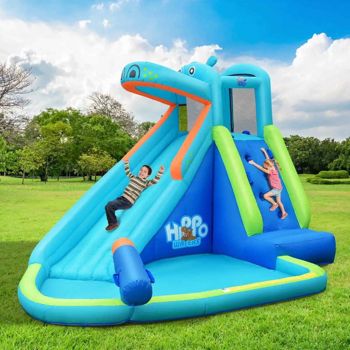 Inflatable Water Pool with Splash and Slide Without Blower by DirectDeals