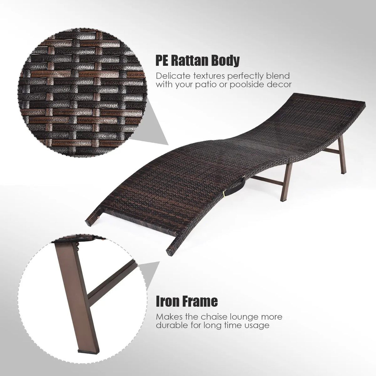 2Pcs Folding Patio Lounger Chair by DirectDeals