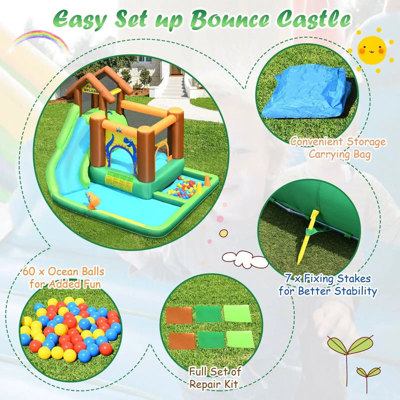 Inflatable Waterslide Bounce House Climbing Wall without Blower by DirectDeals