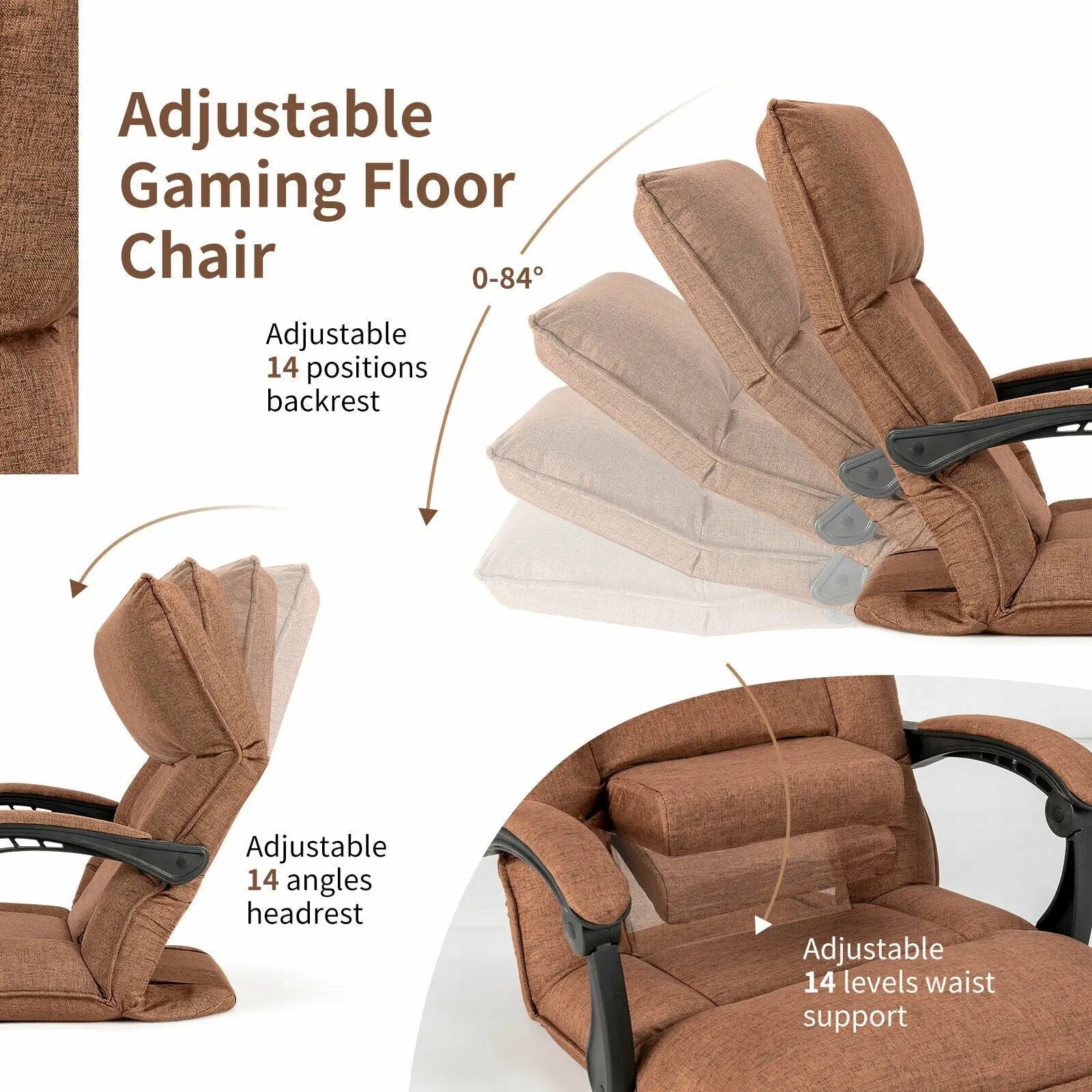 14-Position Adjusting Lazy Sofa Chair with Waist Pillow and Armrests by DirectDeals