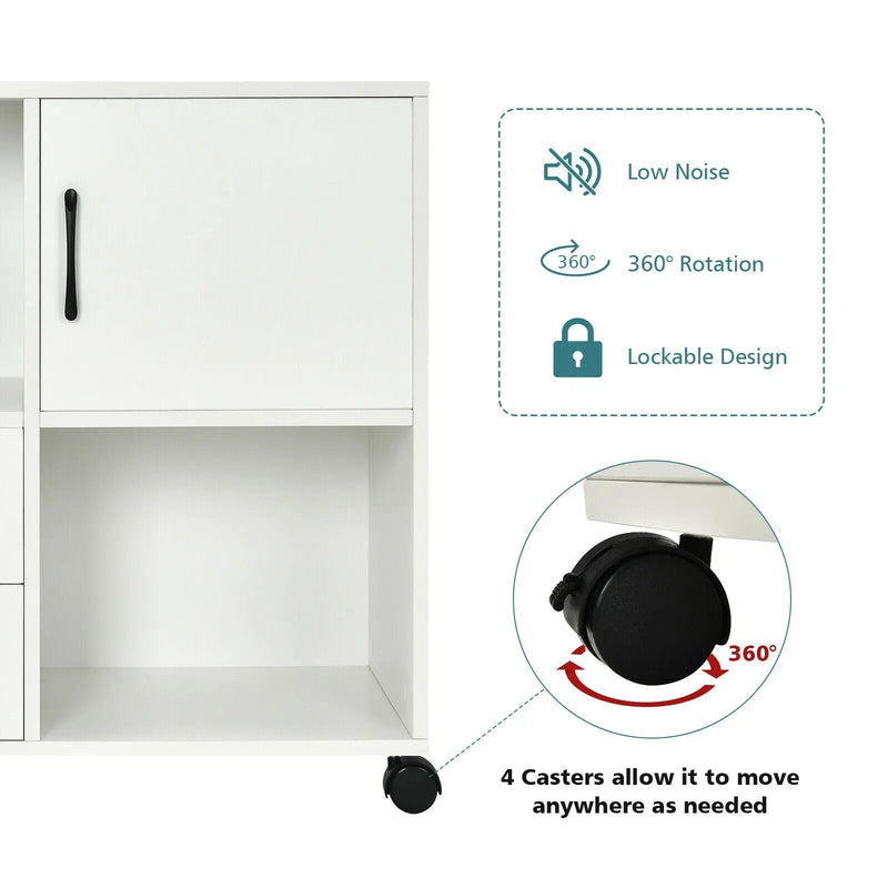 Mobile File Cabinet with Lateral Printer Stand and Storage Shelves by DirectDeals