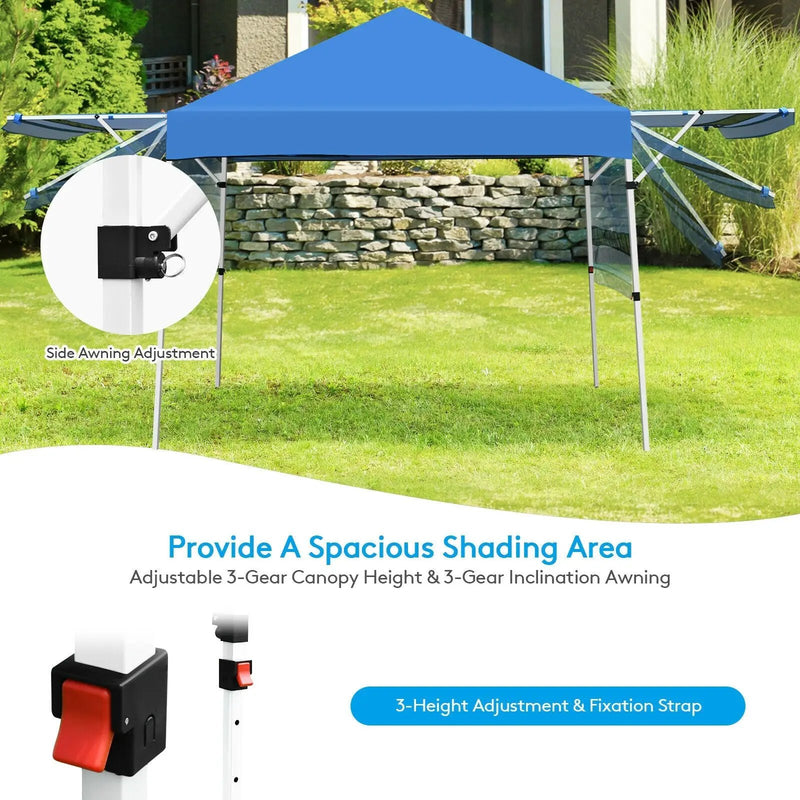 17 Feet x 10 Feet Foldable Pop Up Canopy with Adjustable Instant Sun Shelter by DirectDeals