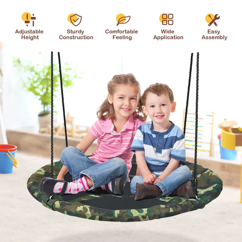 40 Inch Flying Saucer Tree Swing Outdoor Play Set with Adjustable Ropes Gift for Kids by DirectDeals