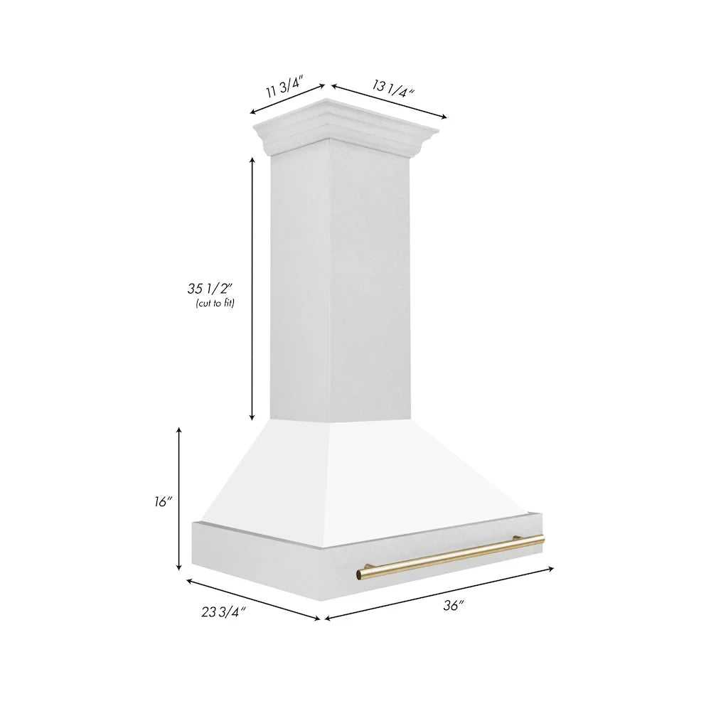 ZLINE 36" Autograph DuraSnow White Range Hood 8654SNZ-WM36-G by Farmhouse Kitchen and Bath