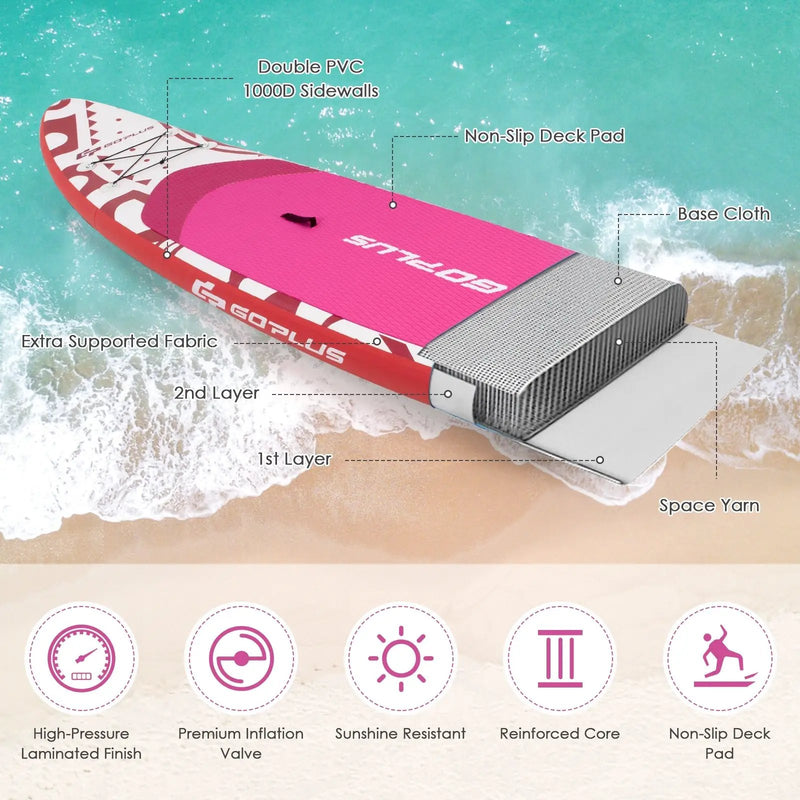 10.6 Feet Inflatable Adjustable Paddle Board with Carry Bag by DirectDeals