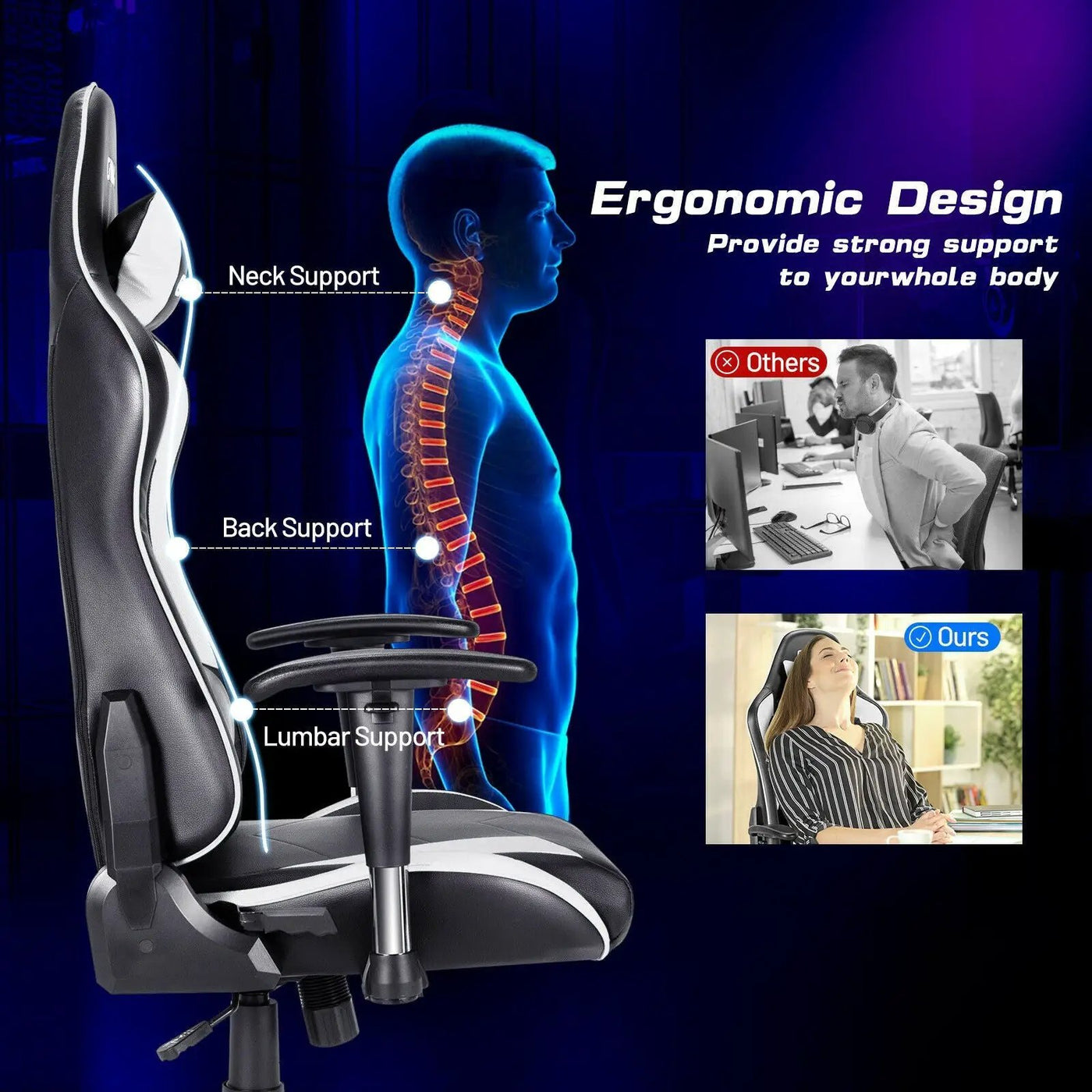 Gaming Chair Adjustable Swivel Racing Style Computer Office Chair by DirectDeals