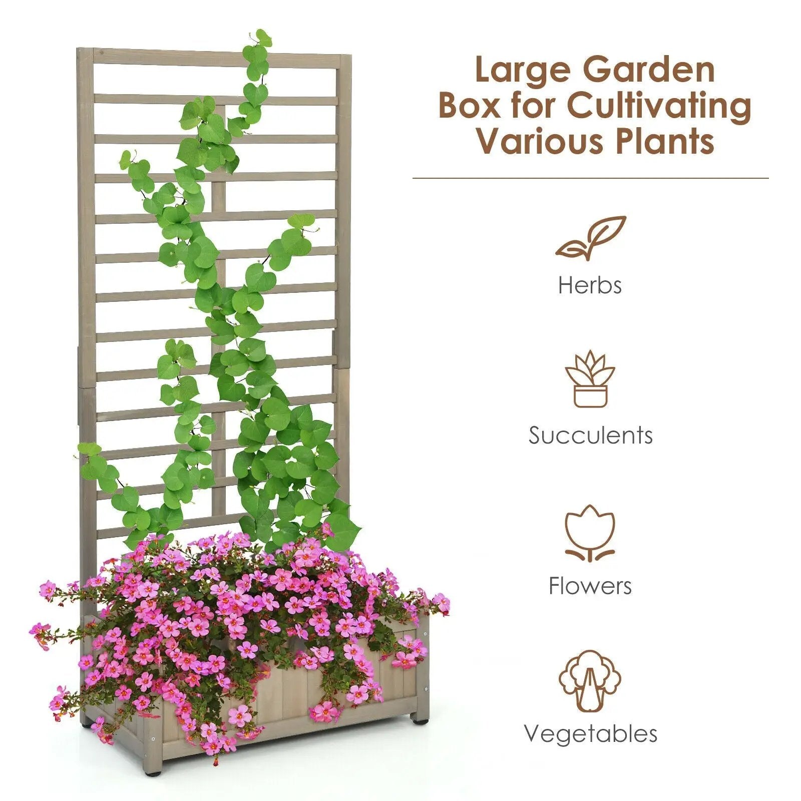 Raised Garden Bed with Trellis for Climbing Plants by DirectDeals
