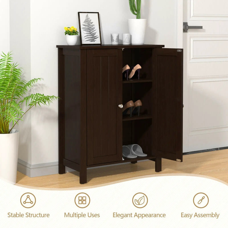 2-Door Bathroom Floor Storage Cabinet Space Saver Organizer by DirectDeals
