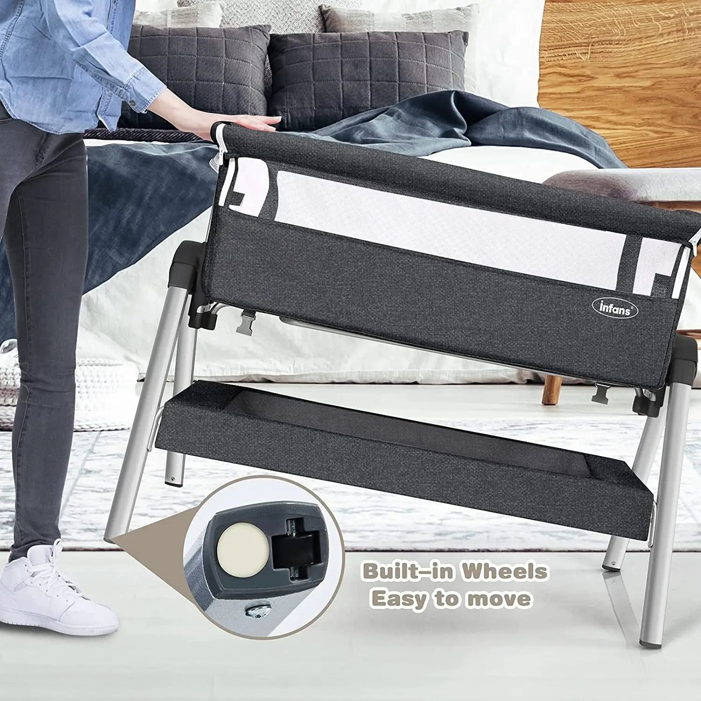 Portable Baby Bedside Sleeper with Adjustable Heights and Angle by DirectDeals