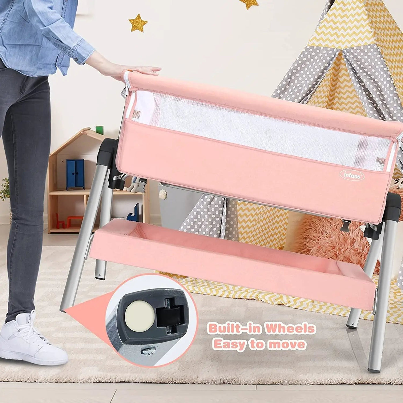 Portable Baby Bedside Sleeper with Adjustable Heights and Angle by DirectDeals