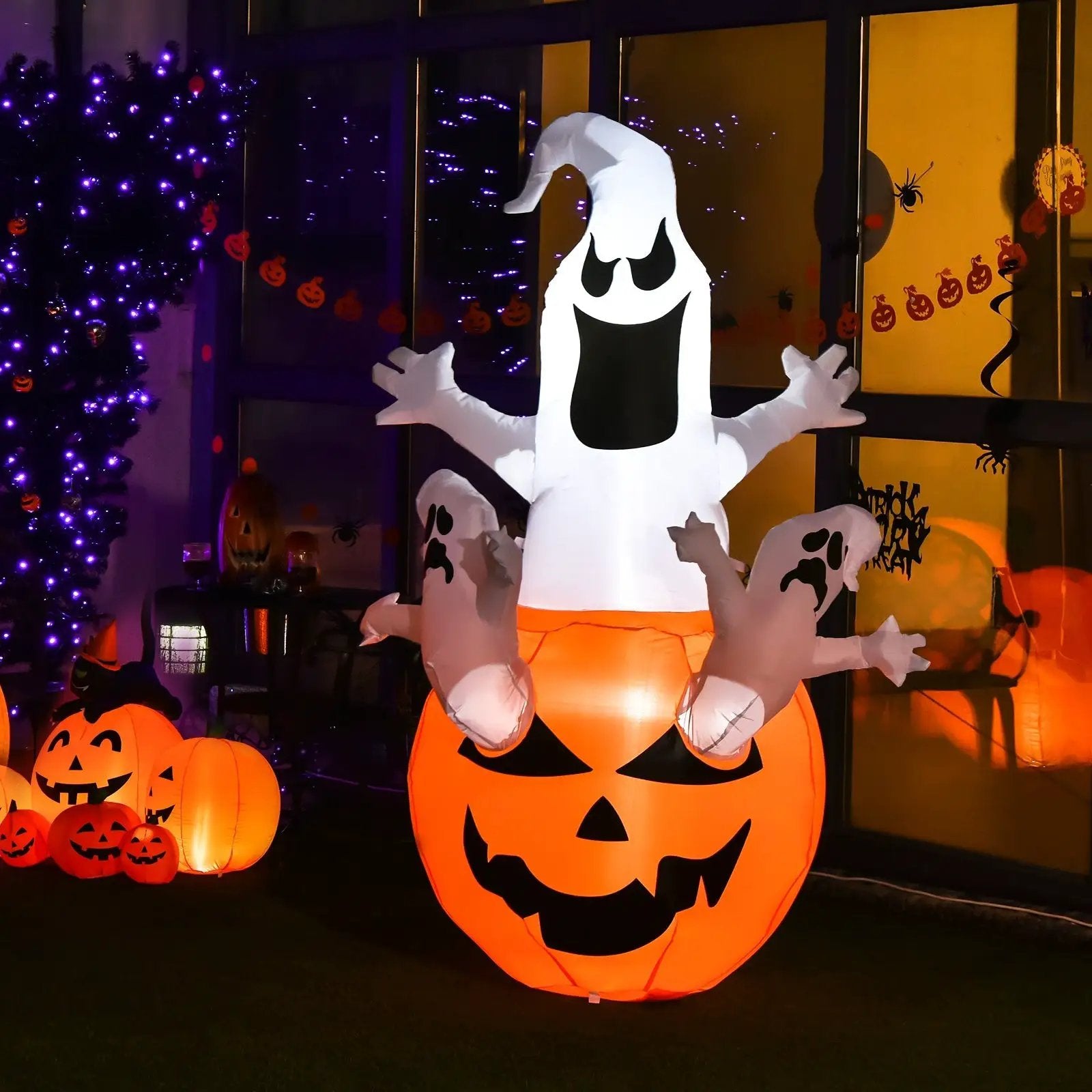 6 Feet Pumpkin-Halloween Blow Up Yard Decorations with Build-in LED Light by DirectDeals