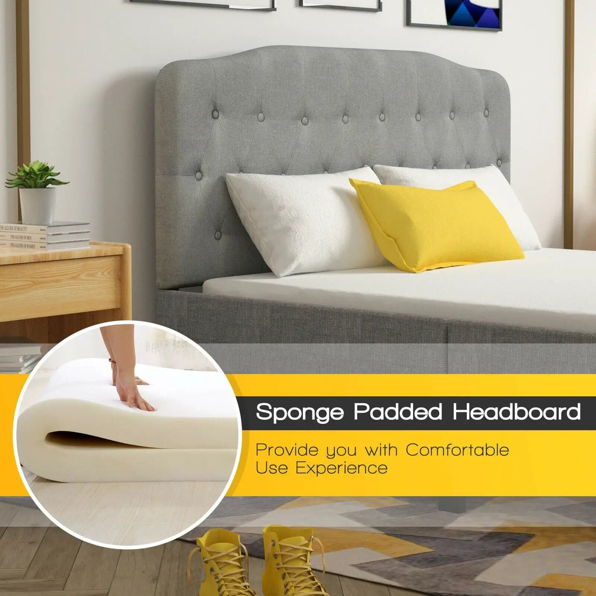Queen Upholstered Headboard with Adjustable Heights by DirectDeals