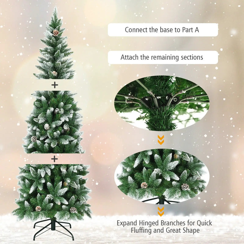 5/6/7.5 Feet Artificial Pencil Christmas Tree with Pine Cones by DirectDeals