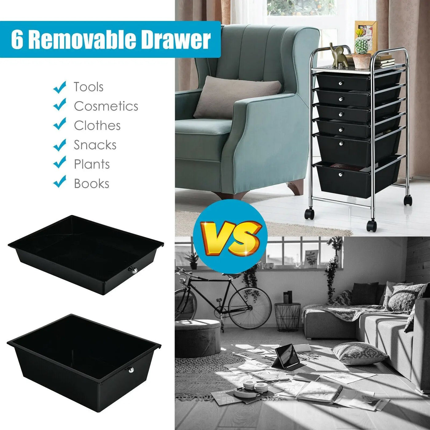 6 Drawers Rolling Storage Cart Organizer by DirectDeals
