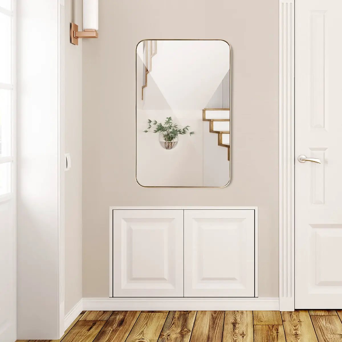 32 Inch x 20 Inch Metal Frame Wall-Mounted Rectangle Mirror by DirectDeals