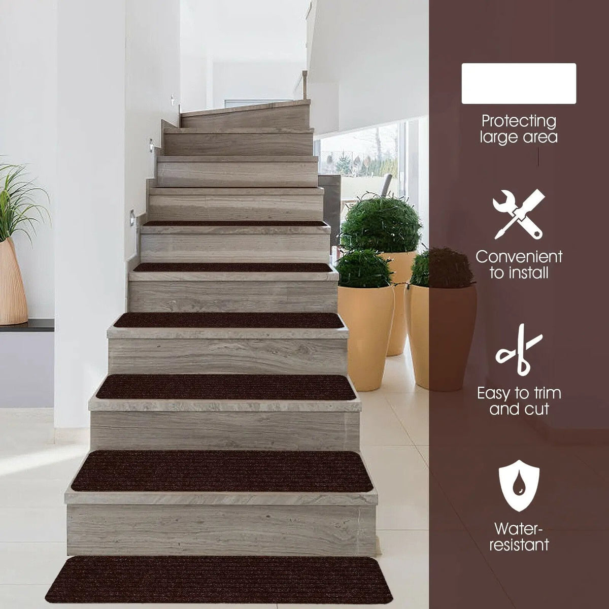 15 Pieces 30 x 8 Inch Slip Resistant Soft Stair Treads Carpet by DirectDeals