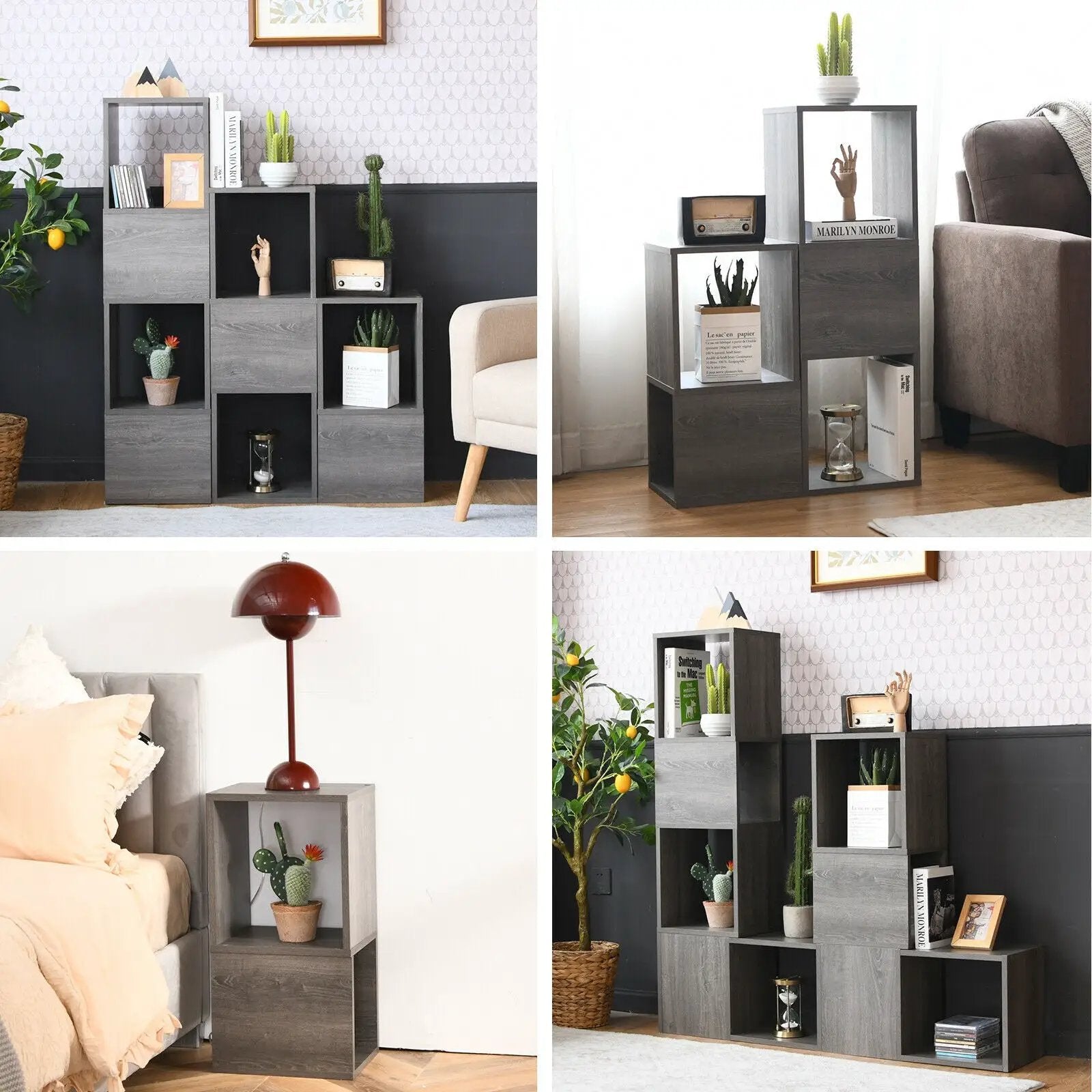 Freestanding Display Shelf for Living Room-Gray by DirectDeals