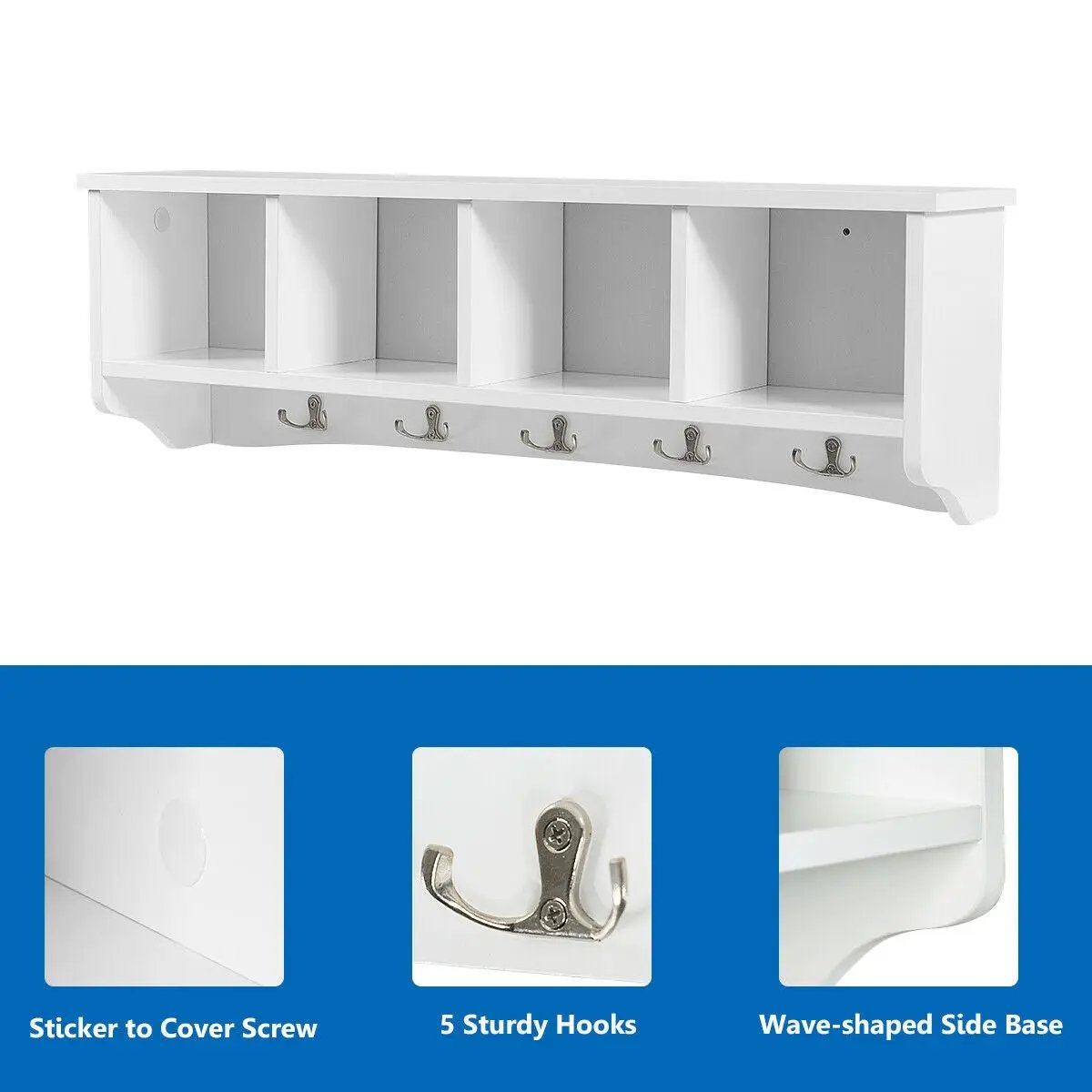 Wall-Mounted Storage Cabinet Hanging Entryway Shelf Coat Rack by DirectDeals