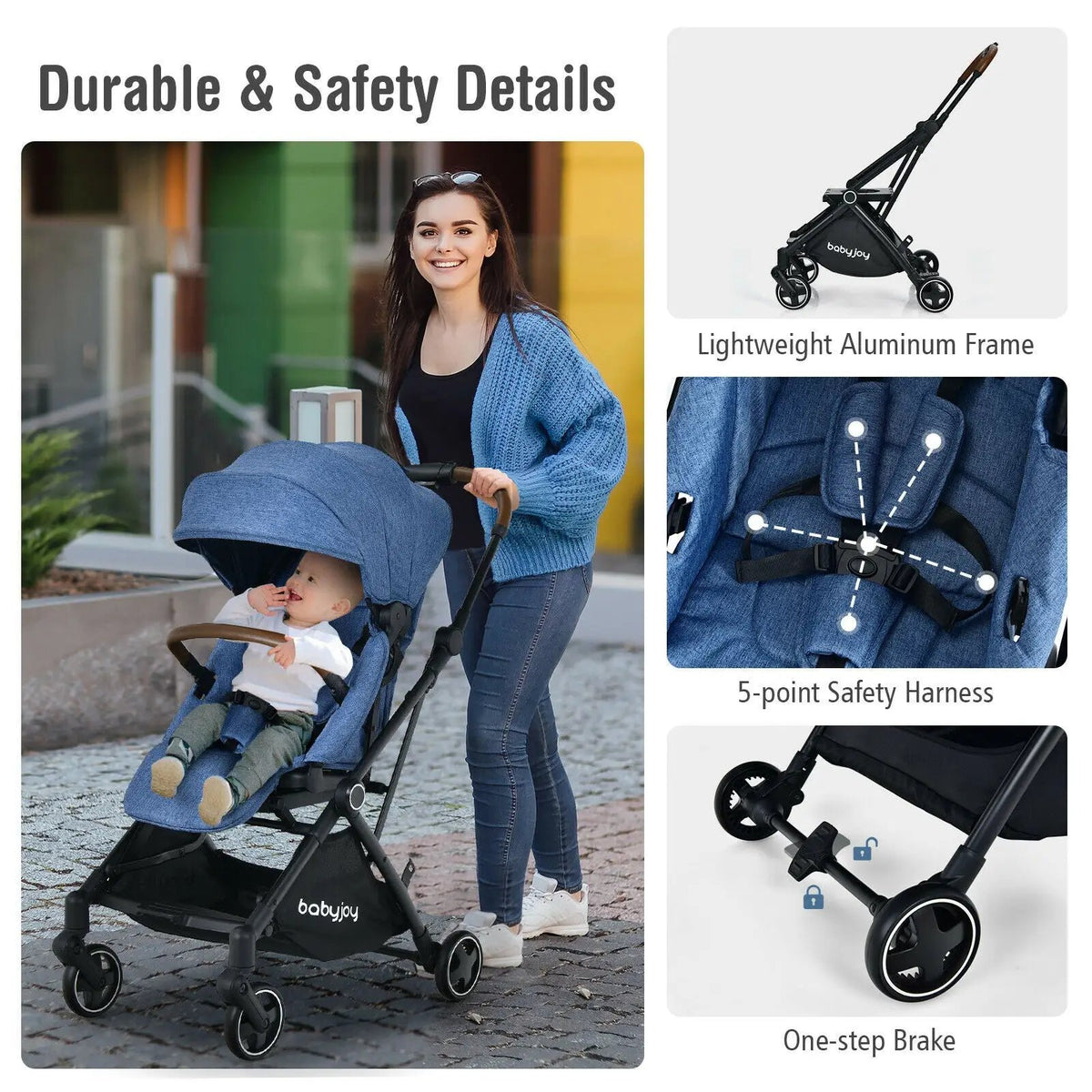 2-in-1 Convertible Aluminum Baby Stroller with Adjustable Canopy by DirectDeals