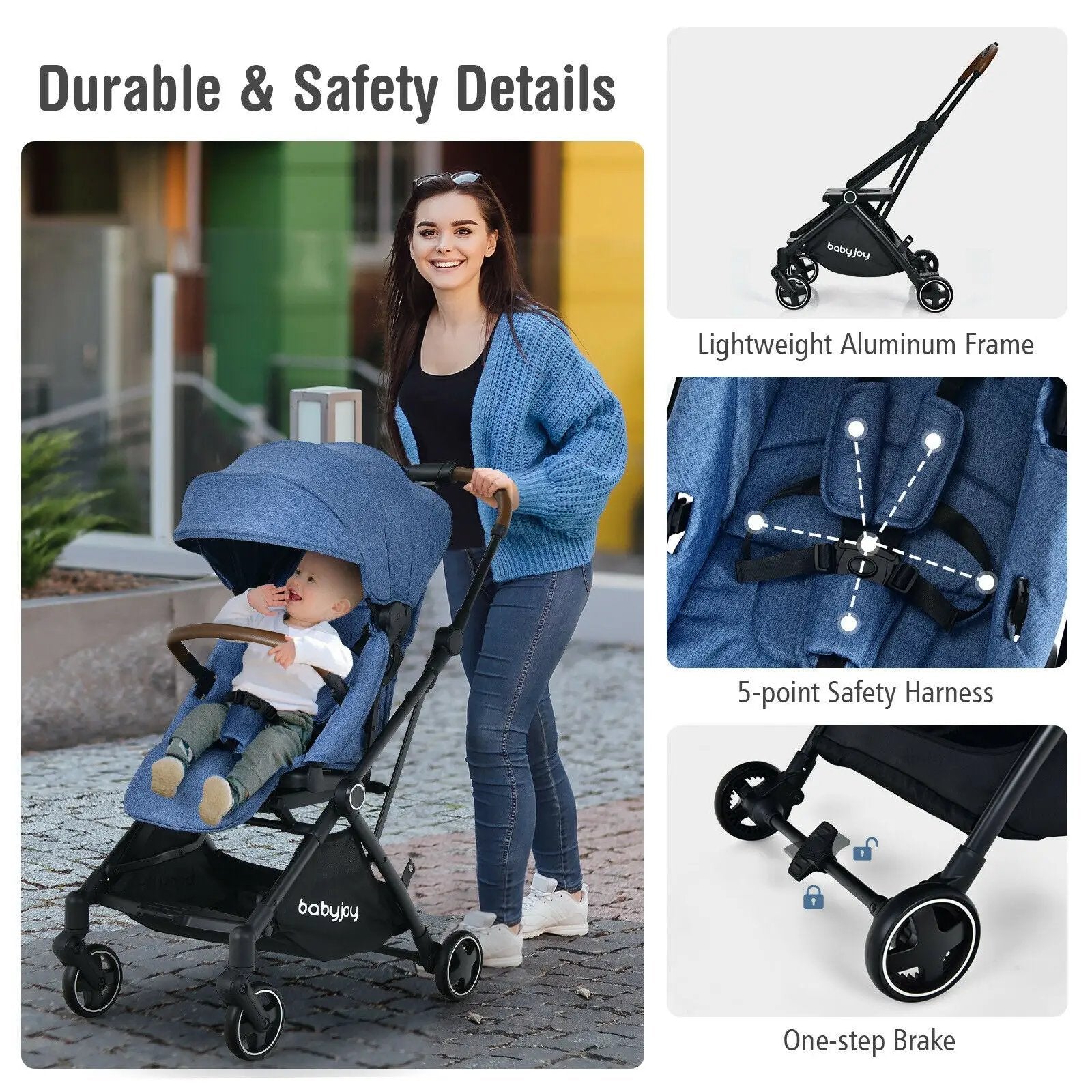 2-in-1 Convertible Aluminum Baby Stroller with Adjustable Canopy by DirectDeals