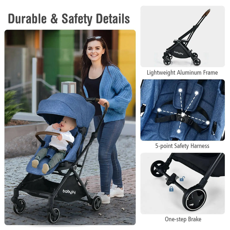 2-in-1 Convertible Aluminum Baby Stroller with Adjustable Canopy by DirectDeals