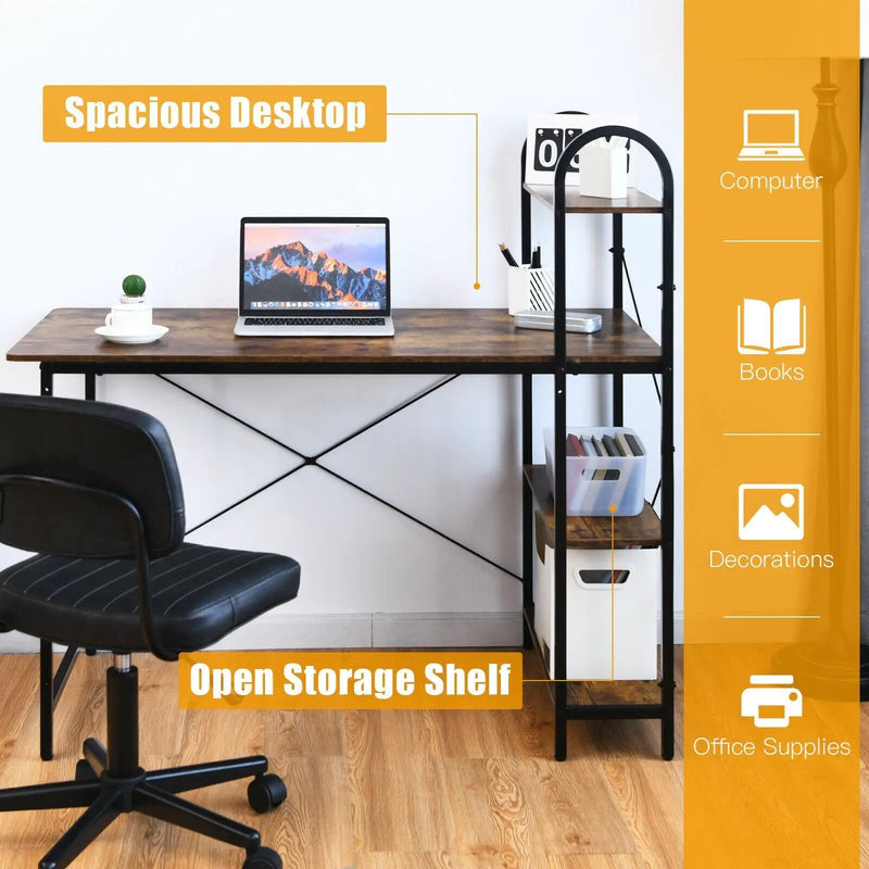 48-Inch Reversible Computer Desk with Storage Shelf by DirectDeals