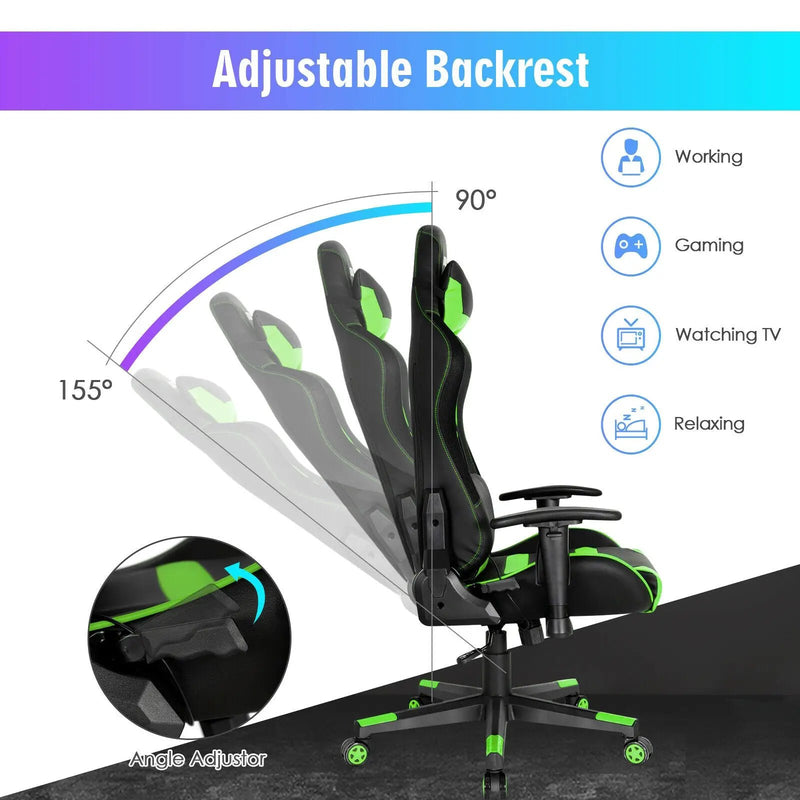 Adjustable Swivel Gaming Chair with LED Lights and Remote by DirectDeals