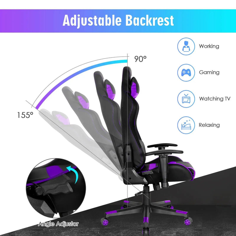 Adjustable Swivel Gaming Chair with LED Lights and Remote by DirectDeals