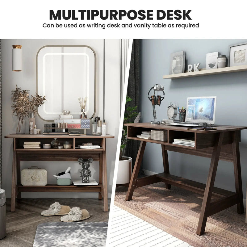 Mid Century Writing Desk with Storage Cubes and Hidden Compartment by DirectDeals